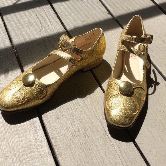Clarks Shoes Clarks Orla Kiely Angelina Gold Mary Janes Poshmark